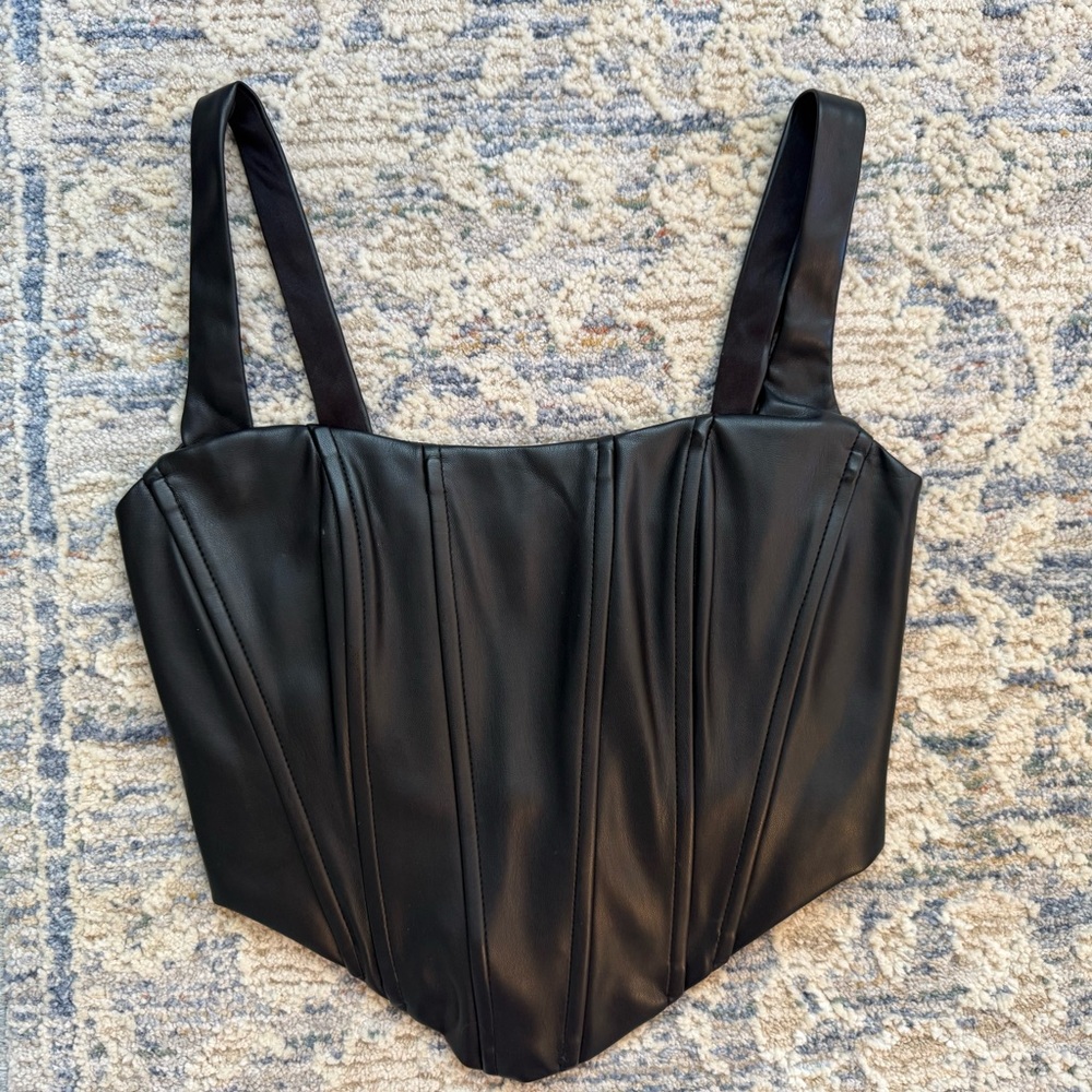 Revolve x Remi Faux Leather Bustier Top Black XS NWOT